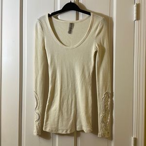 Free People Thermal Lace Sleeve Long Sleeve